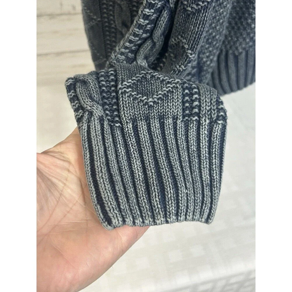 Carbon 2 Cobalt Sweater Sz. XL Men Faded Denim Blue Cable Knit Full Zip Cardigan